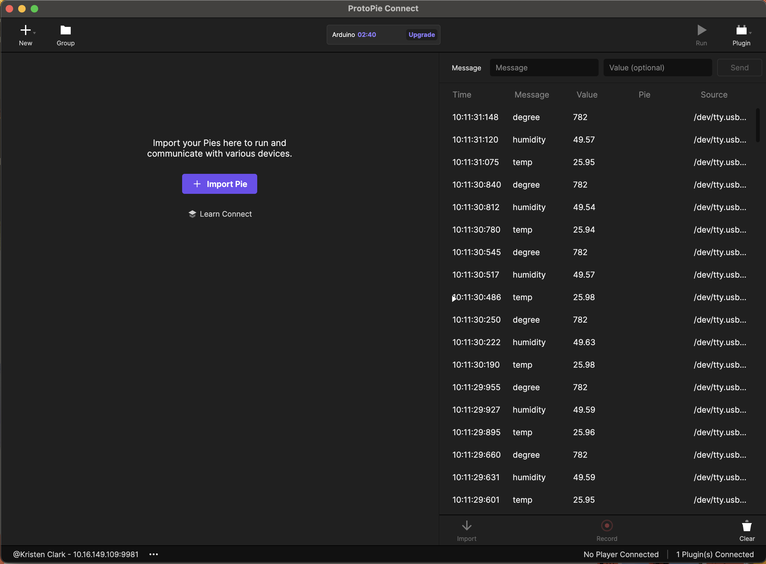 Image from the first time I used protopie connect and hwo it looked