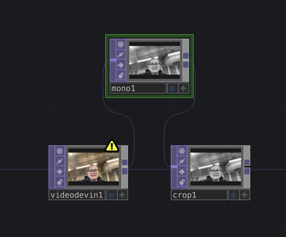 through these images I was looking at using the webcam with touchdesigner. Putting the camera reader in and then having it go to greyscale to have the camera catch actions better <a href='https://www.youtube.com/embed/tgbNymZ7vqY' target='_blank'><p>Project Video Link</p></a>